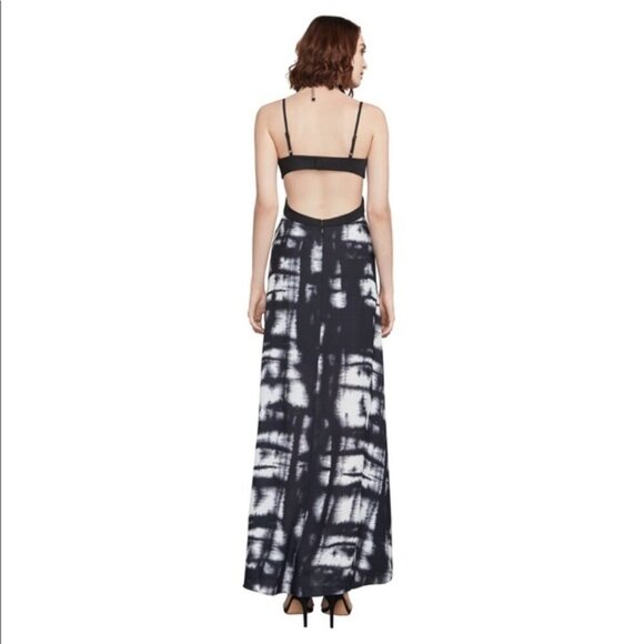 BCBGMaxAzria Viviane Broken Reflection Cutout Black Tie Dye Formal Maxi Dress 12 - Picture 3 of 6